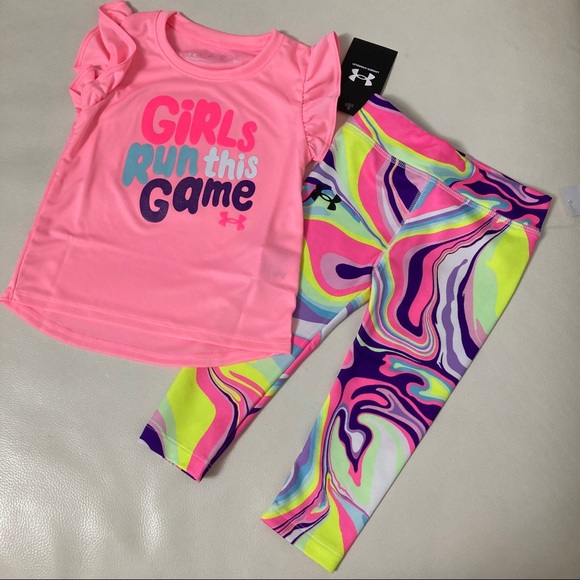 Under Armour Other - Under Armour cute pink neon leggings set 1002